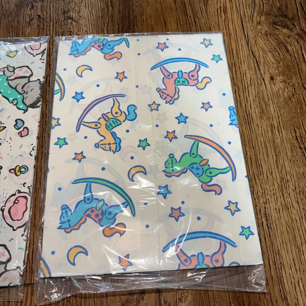 Vintage Gibson Greetings Baby Shower Gift Wrap Lot 3 Packs Rocking Horse Party